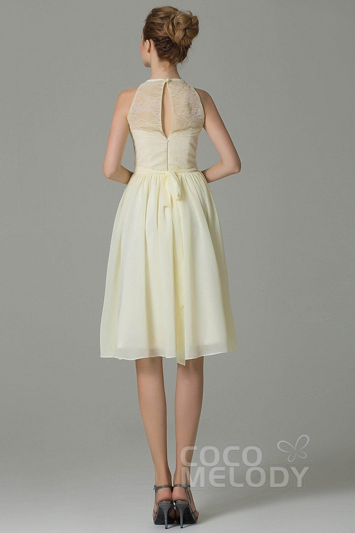 A-Line Knee Length Lace Short Bridesmaid Dress COZK16003CR - COCOMELODY