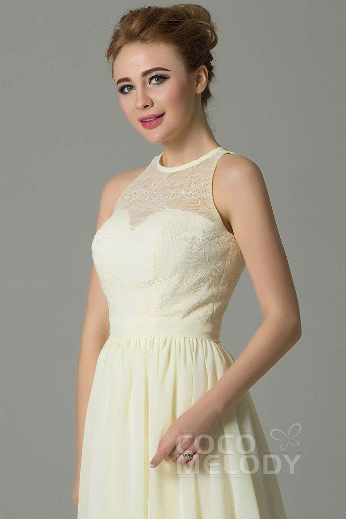 A-Line Knee Length Lace Short Bridesmaid Dress COZK16003CR - COCOMELODY