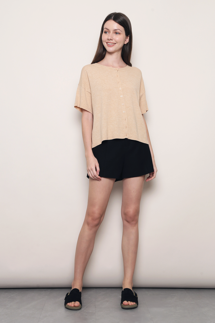 Ash Lane Button Down Knit Blouse Honey Oat