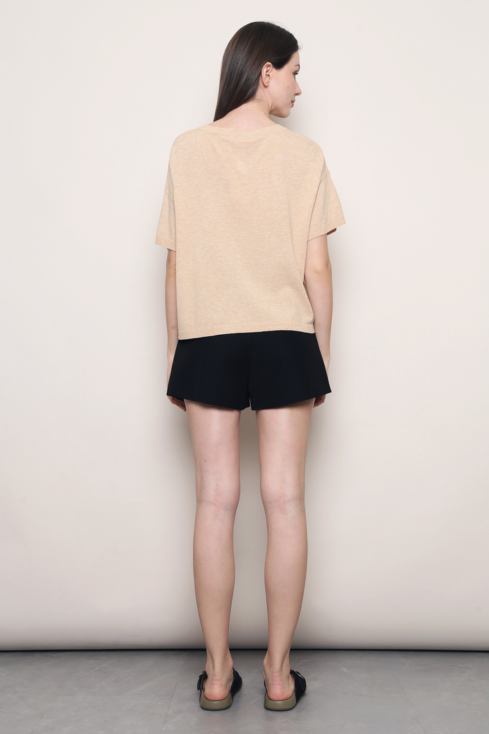 Ash Lane Button Down Knit Blouse Honey Oat
