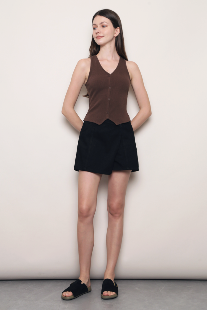 Backstreet Ribbed Vest Top Brown