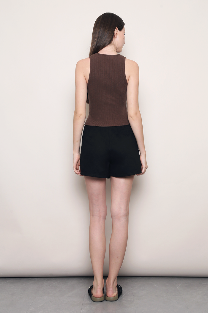 Backstreet Ribbed Vest Top Brown
