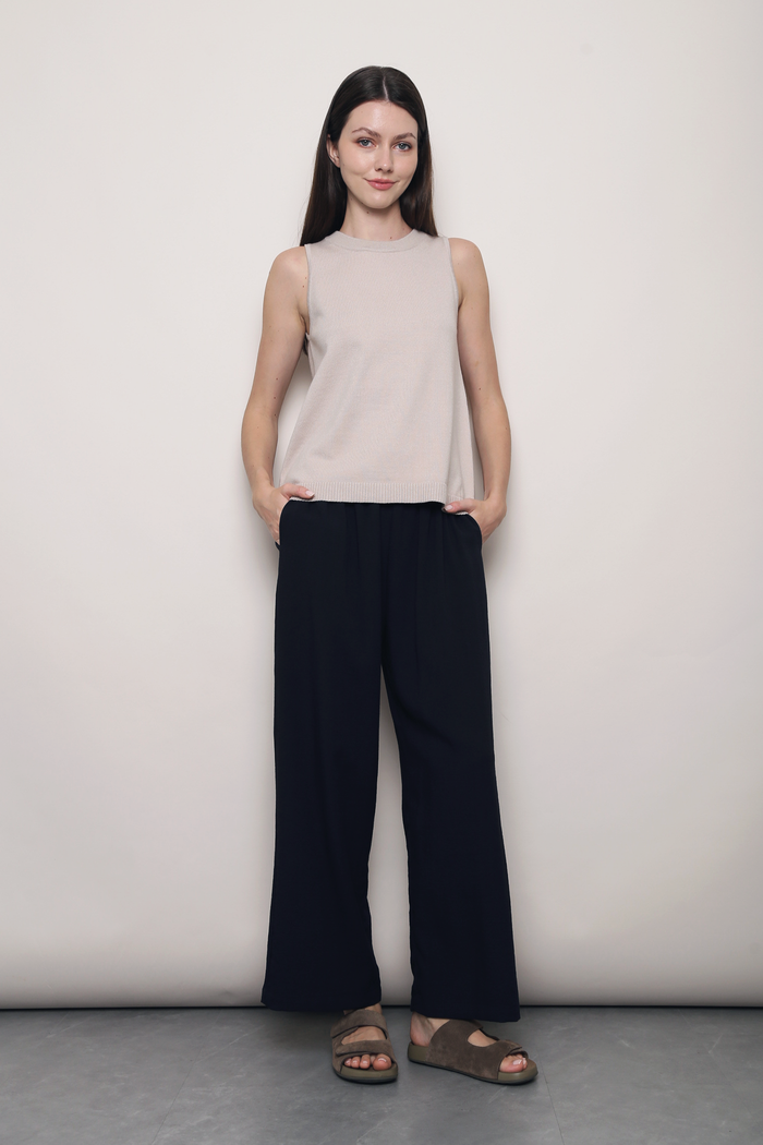 Boulevard Sleeveless Knit Vest Cream