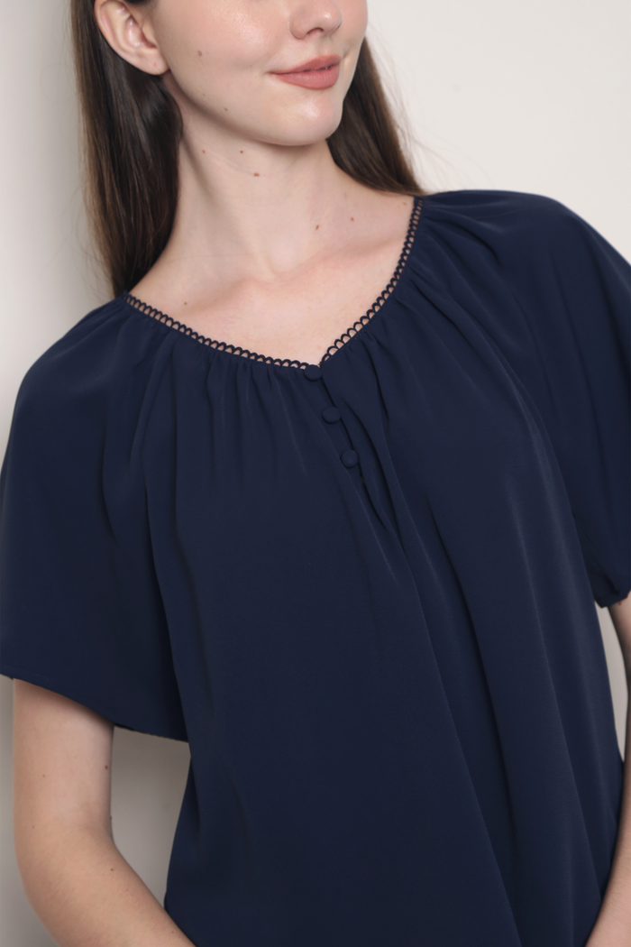 Loop Muse Flutter Blouse Navy