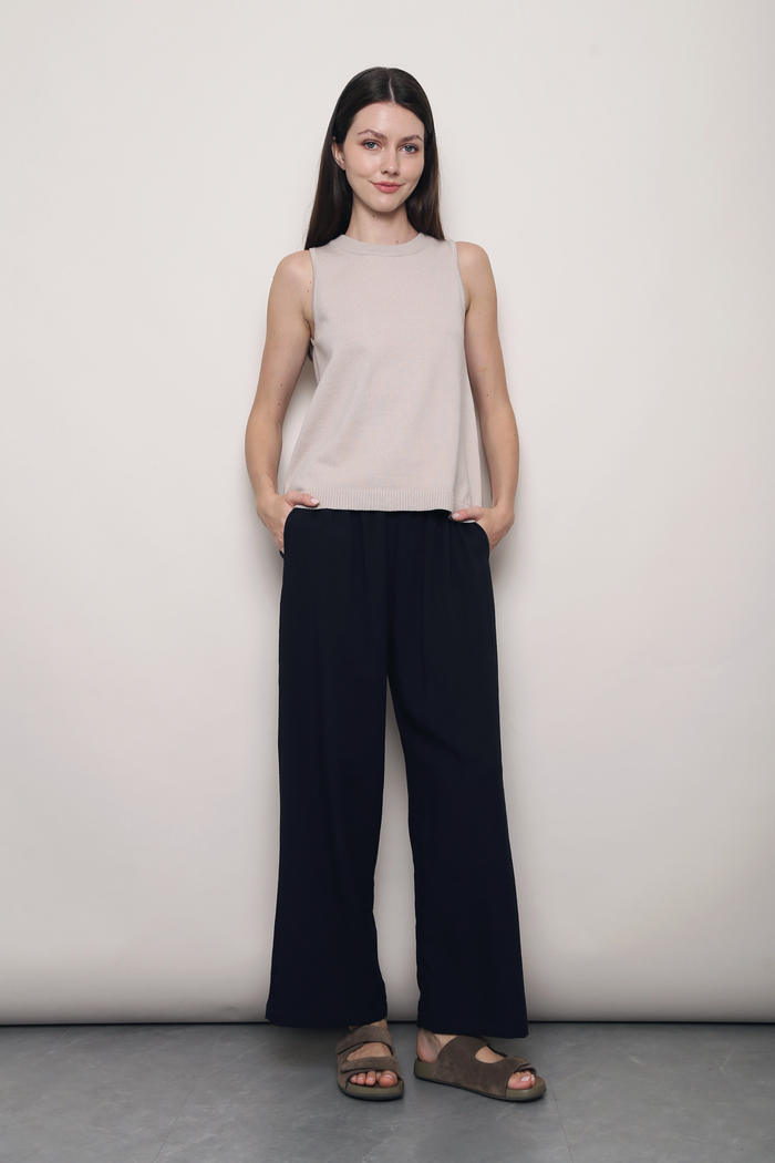 (Petite) Slow Dance Linen Pants Navy (Restock)