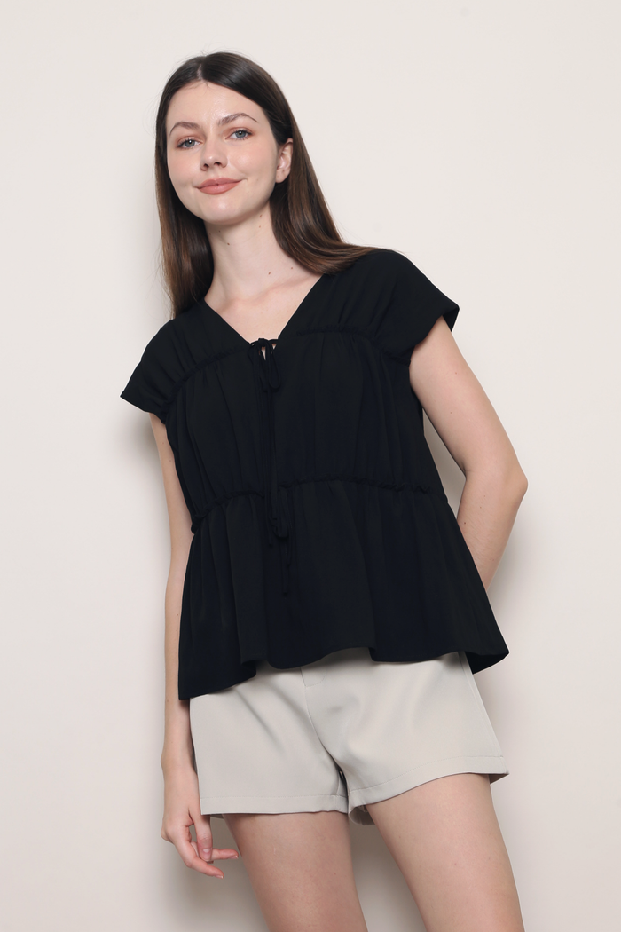 Souffle Ruffles Blouse Black (Restock)