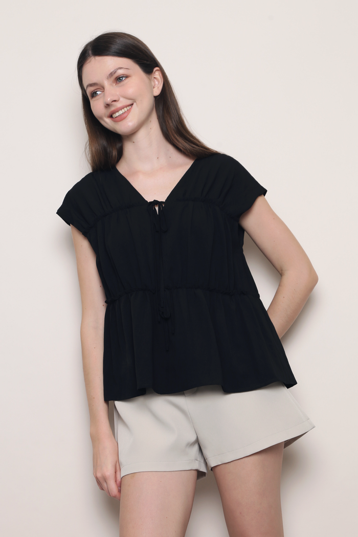 Souffle Ruffles Blouse Black (Restock)