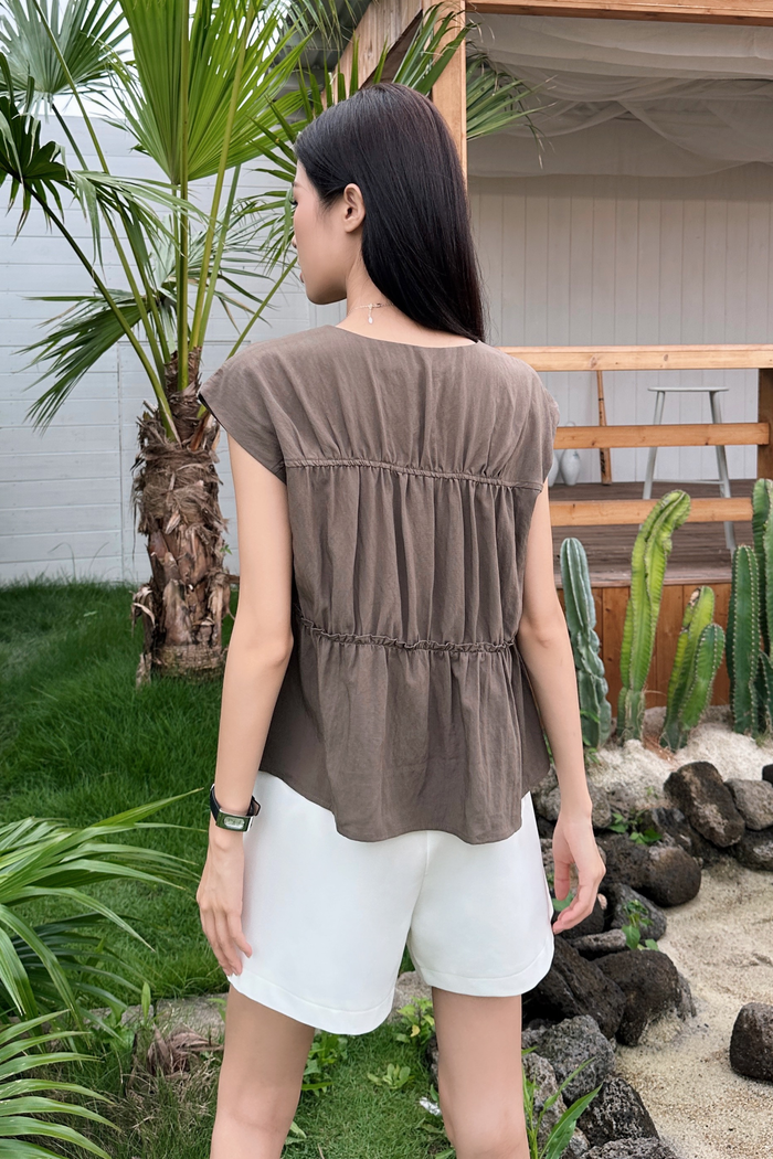 Souffle Ruffles Blouse Brown (Restock)