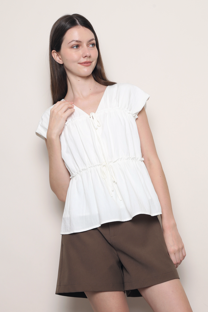 Souffle Ruffles Blouse White (Restock)
